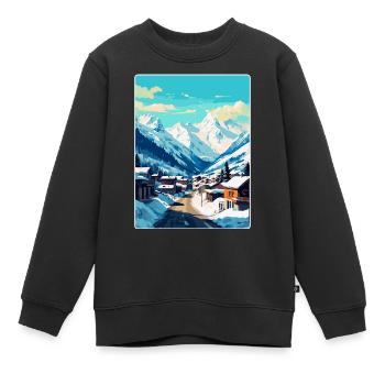 Ischgl Österreich Vintage Reiseplakat Souvenir WPA - Kinder Premium Organic Sweatshirt - Schwarz - Vorne - AI Model Kid Female (0cm)