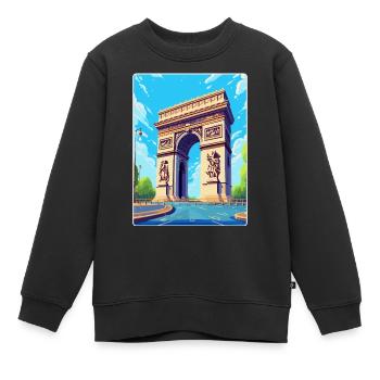 Arc De Triomphe Paris Frankreich Vintage Reiseposter - Kinder Premium Organic Sweatshirt - Schwarz - Vorne - AI Model Kid Female (0cm)