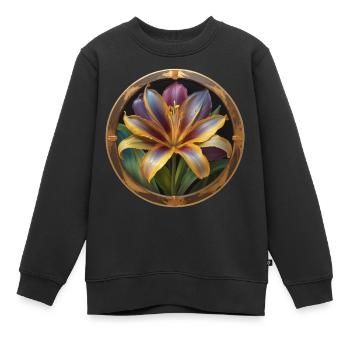 Fleur de lilas épanouie - Sweat Premium enfant bio - noir - Devant - AI Model Kid Female (0cm)