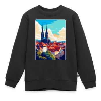 Brünn Tschechische Republik Vintage Reiseplakat Souvenir - Kinder Premium Organic Sweatshirt - Schwarz - Vorne - AI Model Kid Female (0cm)