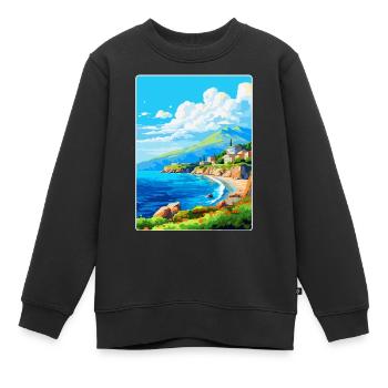 Péninsule de Mani Grèce Affiche de voyage vintage WPA - Sweat Premium enfant bio - noir - Devant - AI Model Kid Female (0cm)