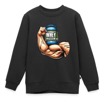 Molkenprotein-Muskel - Kinder Premium Organic Sweatshirt - Schwarz - Vorne - AI Model Kid Female (0cm)