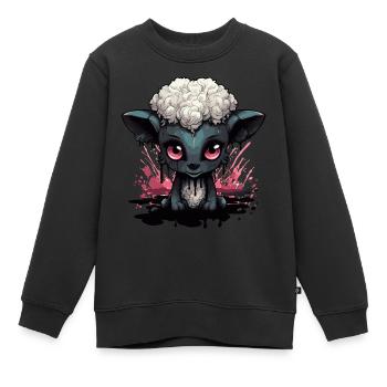 Niedliches Grufti Schaf - Kinder Premium Organic Sweatshirt - Schwarz - Vorne - AI Model Kid Female (0cm)