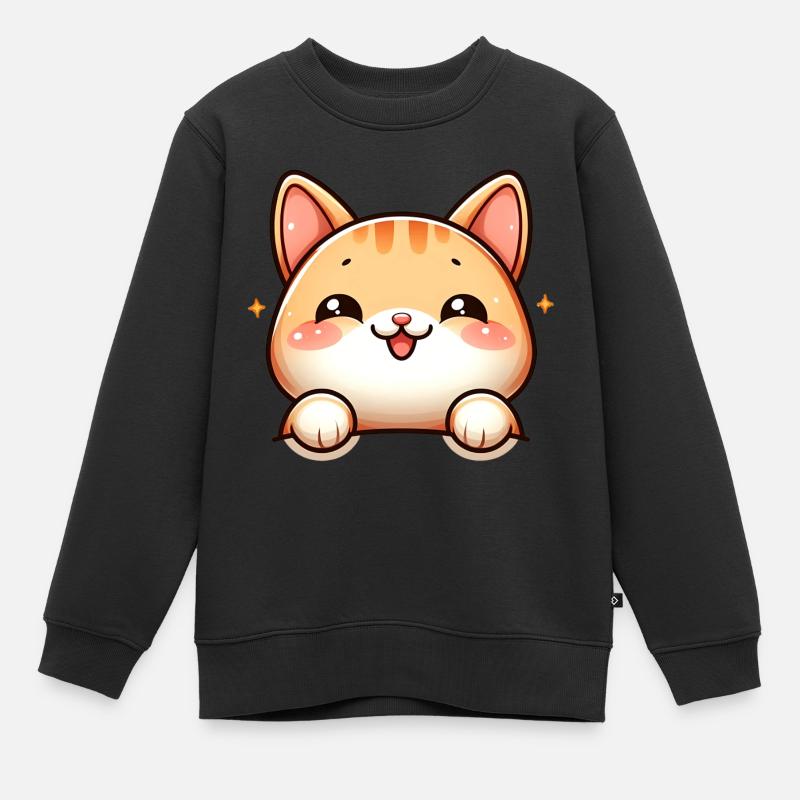 Chat - Sweat Premium enfant bio - noir