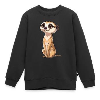 Verspielter Erdmännchen Blick - Kinder Premium Organic Sweatshirt - Schwarz - Vorne - AI Model Kid Female (0cm)