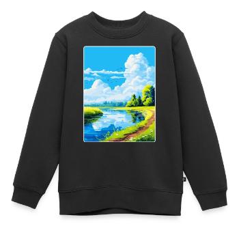 Donau Auen Deutschland Vintage Reiseplakat Souvenir - Kinder Premium Organic Sweatshirt - Schwarz - Vorne - AI Model Kid Female (0cm)