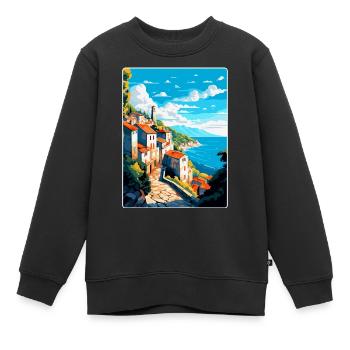 Ston Kroatien Vintage Reiseposter WPA Souvenir - Kinder Premium Organic Sweatshirt - Schwarz - Vorne - AI Model Kid Female (0cm)