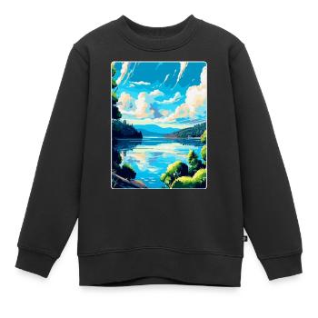 Donau Europa Vintage Reiseplakat Souvenir - Kinder Premium Organic Sweatshirt - Schwarz - Vorne - AI Model Kid Female (0cm)