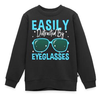 Porteurs de lunettes : optique myope - Sweat Premium enfant bio - noir - Devant - AI Model Kid Female (0cm)