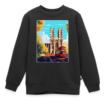 Westminster Abbey London England Großbritannien Reiseplakat - Kinder Premium Organic Sweatshirt - Schwarz - Vorne - AI Model Kid Female (0cm)