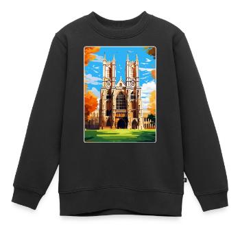 Westminster Abbey London England Großbritannien Reiseplakat - Kinder Premium Organic Sweatshirt - Schwarz - Vorne - AI Model Kid Female (0cm)