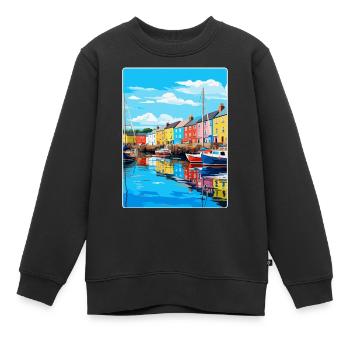 Plymouth Angleterre Royaume-Uni Affiche de voyage vintage souvenir - Sweat Premium enfant bio - noir - Devant - AI Model Kid Female (0cm)