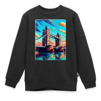 Tower Bridge England Uk Vintage Reiseposter WPA - Kinder Premium Organic Sweatshirt - Schwarz - Vorne - AI Model Kid Female (0cm)