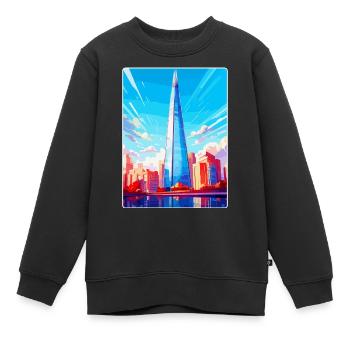 The Shard England Uk Reiseposter Souvenir WPA - Kinder Premium Organic Sweatshirt - Schwarz - Vorne - AI Model Kid Female (0cm)