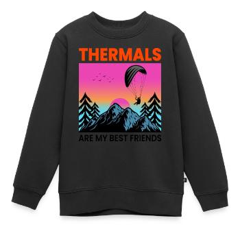 Paragliding Pilot Paraglider Adventures Thermals - Kids Premium Organic Sweatshirt - black - Front - AI Model Kid Female (0cm)