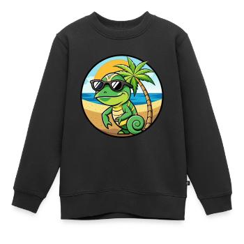 Chamäleon Lustige Cartoon Sommer Strand Sonnenbrille - Kinder Premium Organic Sweatshirt - Schwarz - Vorne - AI Model Kid Female (0cm)