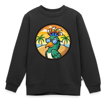 Pfau Lustige Cartoon Sommer Strand Sonnenbrille Cool - Kinder Premium Organic Sweatshirt - Schwarz - Vorne - AI Model Kid Female (0cm)