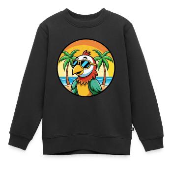 Papagei Lustige Cartoon Sommer Strand Sonnenbrille Cool - Kinder Premium Organic Sweatshirt - Schwarz - Vorne - AI Model Kid Female (0cm)