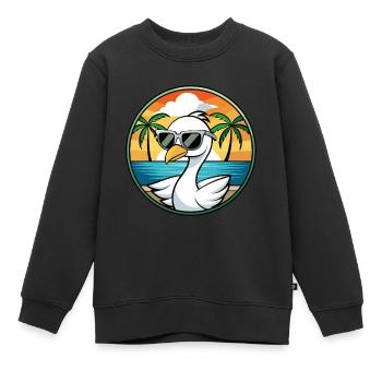 Schwan Lustige Cartoon Sommer Strand Sonnenbrille Aufkleber - Kinder Premium Organic Sweatshirt - Schwarz - Vorne - AI Model Kid Female (0cm)