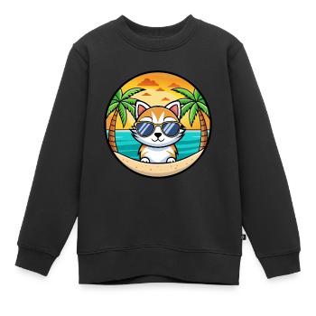 Kätzchen Lustige Cartoon Sommer Strand Sonnenbrille Cool - Kinder Premium Organic Sweatshirt - Schwarz - Vorne - AI Model Kid Female (0cm)