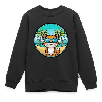 Hantilly Tiffany Race Chat Dessin Animé Lunettes de Soleil Plage - Sweat Premium enfant bio - noir - Devant - AI Model Kid Female (0cm)