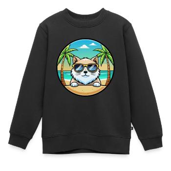 Himalaya-Katzenrasse Cartoon-Sonnenbrille Strand - Kinder Premium Organic Sweatshirt - Schwarz - Vorne - AI Model Kid Female (0cm)