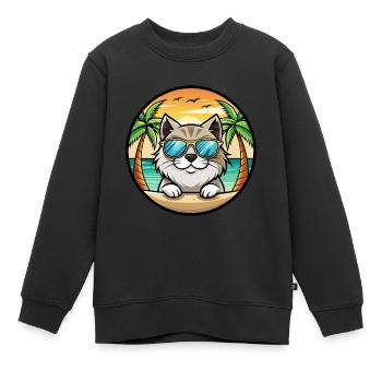 Himalaya-Katzenrasse Cartoon-Sonnenbrille Strand - Kinder Premium Organic Sweatshirt - Schwarz - Vorne - AI Model Kid Female (0cm)