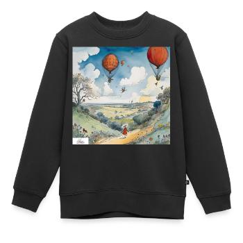 Joyeux dessin animé vintage d’été - Sweat Premium enfant bio - noir - Devant - AI Model Kid Female (0cm)