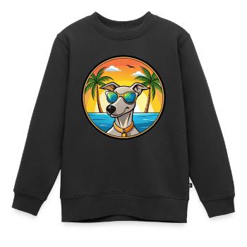 Lurcher Hunderasse Cartoon Sonnenbrille Strand - Kinder Premium Organic Sweatshirt - Schwarz - Vorne - AI Model Kid Female (0cm)