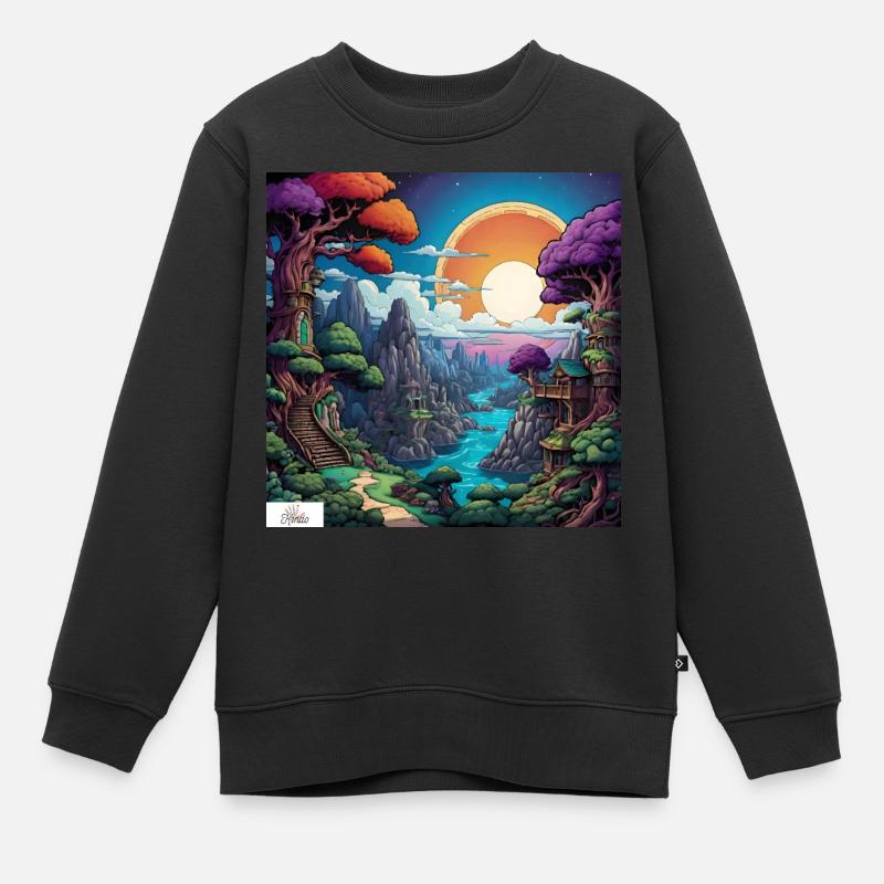 Comic world dreamscape - Kids Premium Organic Sweatshirt - black
