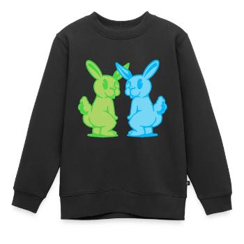 Bunny Bunny Retro Lapin Rongeur Rongeur Rongeur des années 80 - Sweat Premium enfant bio - noir - Devant - AI Model Kid Female (0cm)