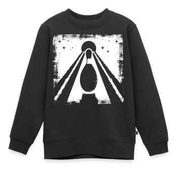 Bowling Pin Grafik - Kinder Premium Organic Sweatshirt - Schwarz - Vorne - AI Model Kid Female (0cm)