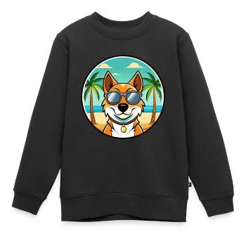 Arlequin russe Chien de race de chien dessin animé plage - Sweat Premium enfant bio - noir - Devant - AI Model Kid Female (0cm)