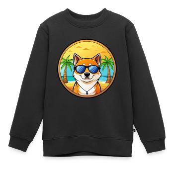 Shih Poo Chien Race Dessin Animé Lunettes De Soleil Plage - Sweat Premium enfant bio - noir - Devant - AI Model Kid Female (0cm)