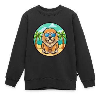 Tibetische Dogge Hunderasse Cartoon Sonnenbrille Strand - Kinder Premium Organic Sweatshirt - Schwarz - Vorne - AI Model Kid Female (0cm)