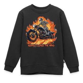 Skulls and Motors #56 - Kids Premium Organic Sweatshirt - black - Front - AI Model Kid Female (0cm)