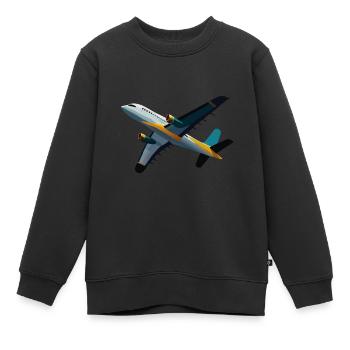 Passagierflugzeug - Kinder Premium Organic Sweatshirt - Schwarz - Vorne - AI Model Kid Female (0cm)