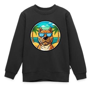 Perro De Presa Canario Hunderasse Cartoon Strand - Kinder Premium Organic Sweatshirt - Schwarz - Vorne - AI Model Kid Female (0cm)