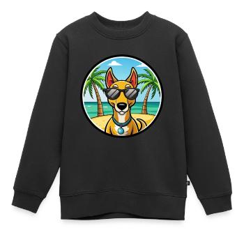 Arlequin russe Chien de race de chien dessin animé plage - Sweat Premium enfant bio - noir - Devant - AI Model Kid Female (0cm)