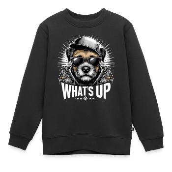 Border Terrier Was geht ab Cappy Geschenk - Kinder Premium Organic Sweatshirt - Schwarz - Vorne - AI Model Kid Female (0cm)