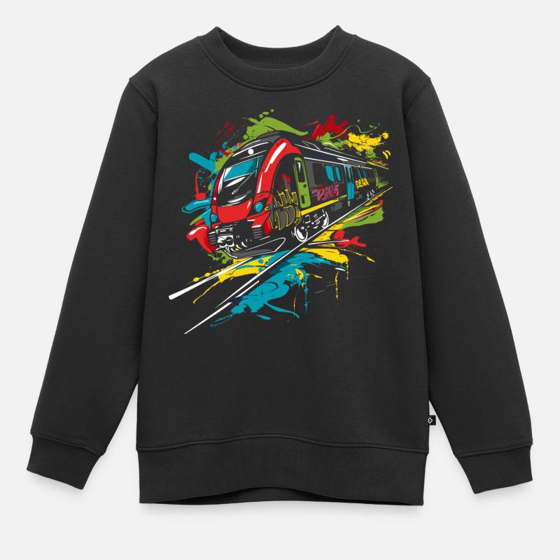 Graffiti Eisenbahn - Kinder Premium Organic Sweatshirt - Schwarz