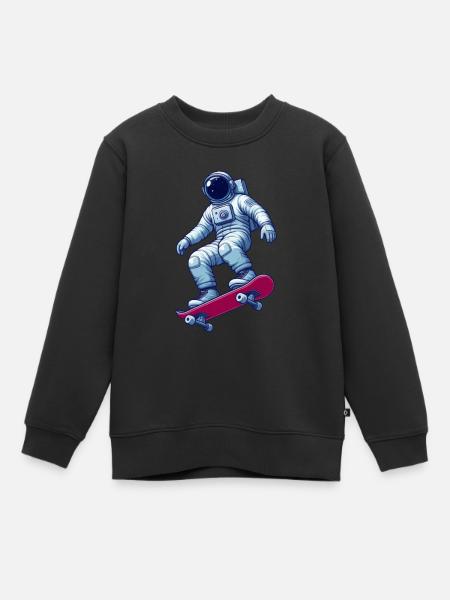astronaut auf skadeboard - Kinder Premium Organic Sweatshirt - Schwarz