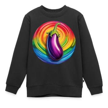 Aubergine LGBTQ - Sweat Premium enfant bio - noir - Devant - AI Model Kid Female (0cm)