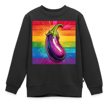 Aubergine LGBTQ - Sweat Premium enfant bio - noir - Devant - AI Model Kid Female (0cm)