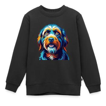 Briquet Griffon Vendéen Chien Race Dessin Animé Kawaii - Sweat Premium enfant bio - noir - Devant - AI Model Kid Female (0cm)