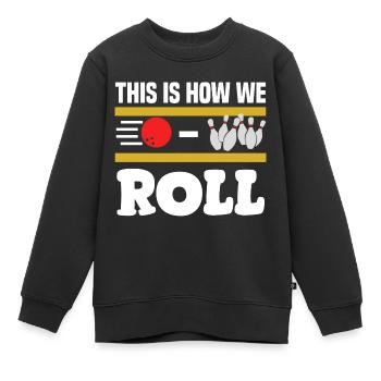 bowling - Kinder Premium Organic Sweatshirt - Schwarz - Vorne - AI Model Kid Female (0cm)