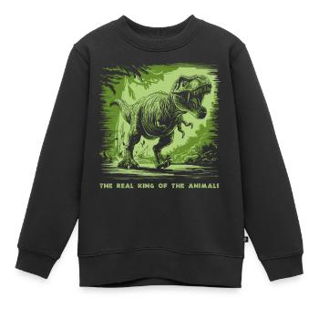 T Rex 07 2024 02 - Sweat Premium enfant bio - noir - Devant - AI Model Kid Female (0cm)