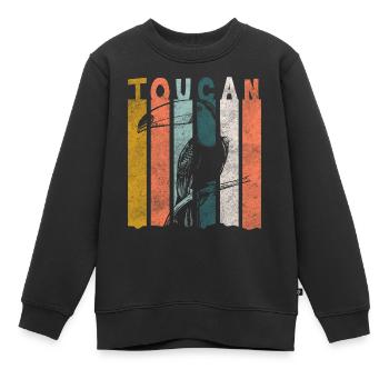 Oiseau coloré forêt tropicale rare - Sweat Premium enfant bio - noir - Devant - AI Model Kid Female (0cm)