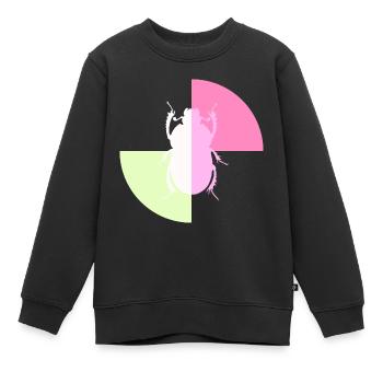 Duo Coccinelle Blanc Rose Pastel - Sweat Premium enfant bio - noir - Devant - AI Model Kid Female (0cm)