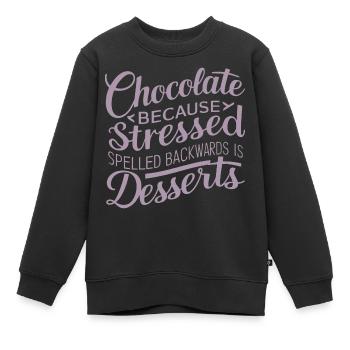 Desserts au chocolat Stress Citation de dessert drôle - Sweat Premium enfant bio - noir - Devant - AI Model Kid Female (0cm)